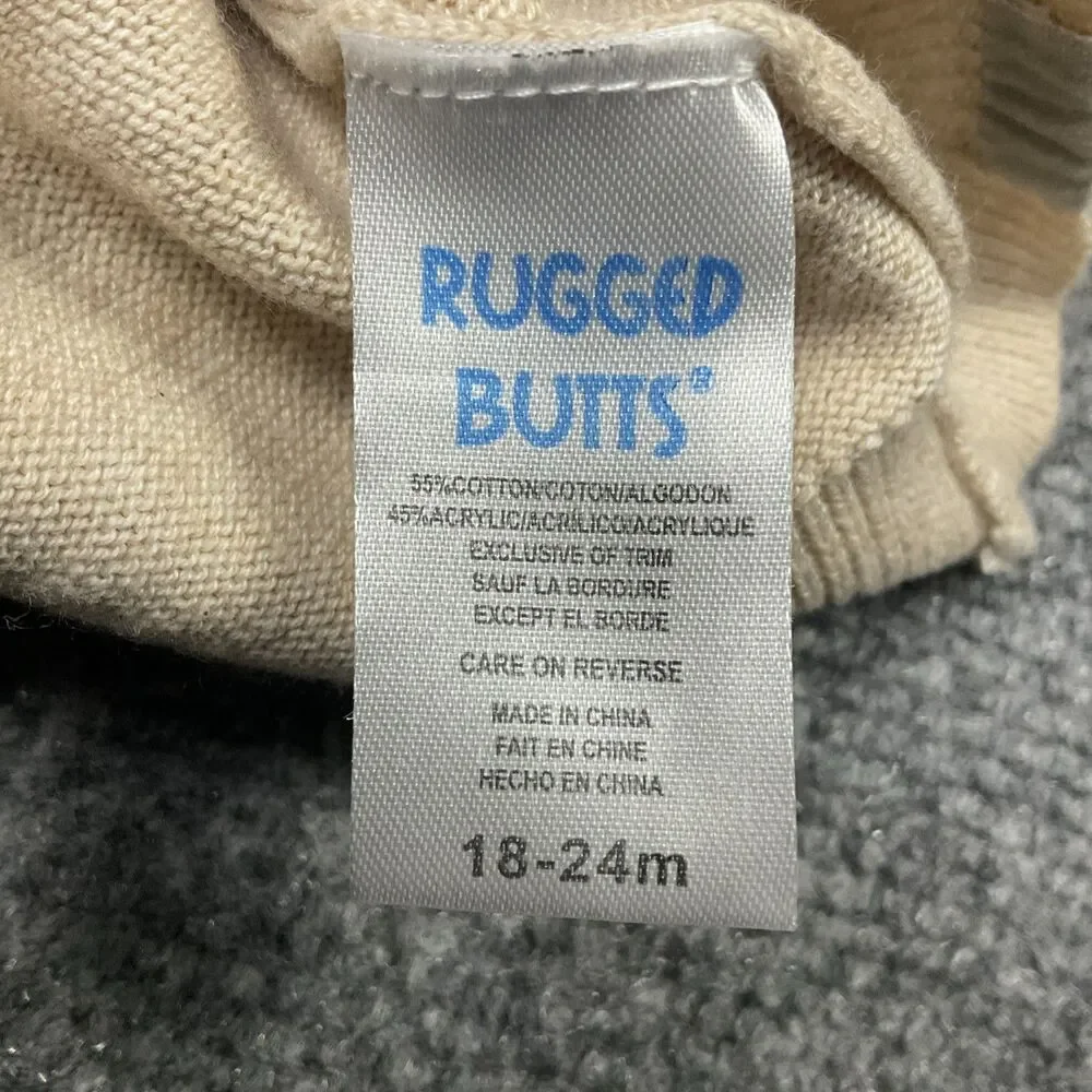 RuggedButts Sweater Boys Size 18-24 Months Beige 1/4 Zip
